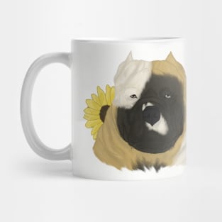 Fawn Pied American Bully with Sunflowers Mug